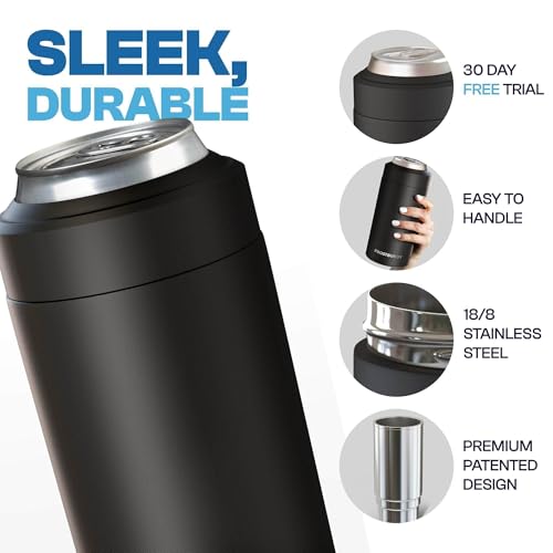 Frost Buddy Universal Can Cooler Matte Black - Insulated Drink Holder for 12-16 oz Cans