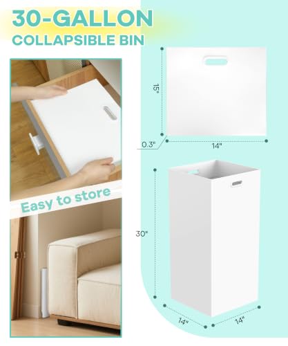 4 Pack 30 Gallon Disposable Trash Cans - Foldable Waterproof Cardboard Bins