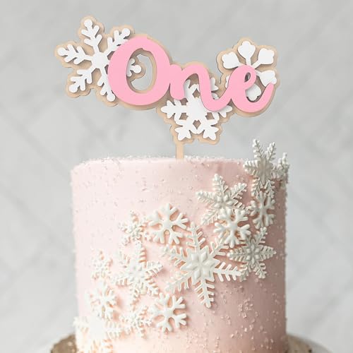Wooden Snowflake First Birthday Cake Topper – Winter Onederland Theme, Rustic Snowflake Decor