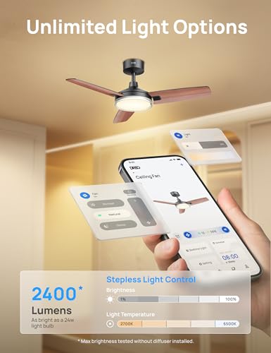 Black 42 Inch Smart Ceiling Fan with Lights and Remote - Quiet Modern Design