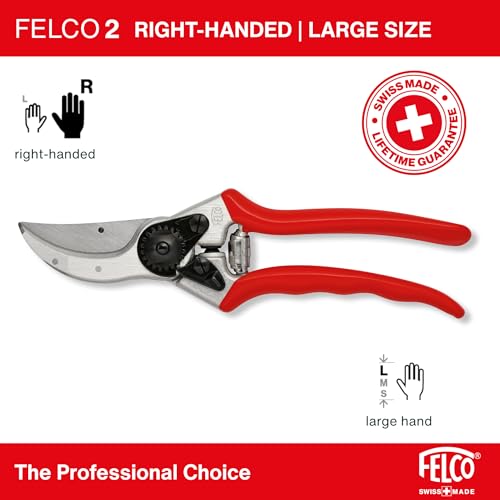 Felco F2 Pruning Shears - Large Swiss-Made Hand Pruners for Professional Gardening, Right Variation