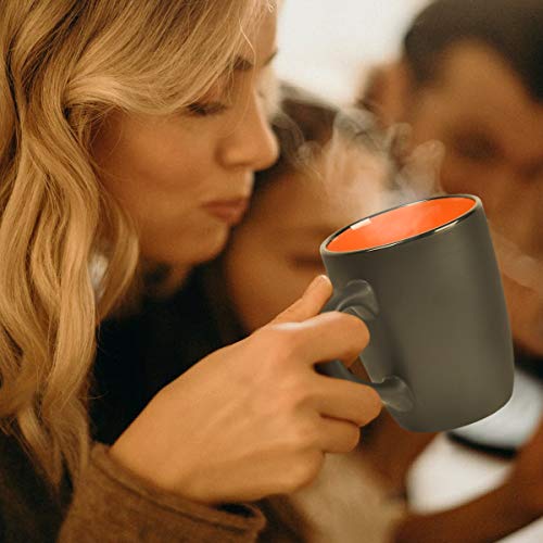 Lifecapido 6-Pack 16oz Black Ceramic Mugs – 16 oz Each, Set with Black Exterior, Inner Color Variation Included