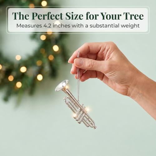 Silver Trumpet Christmas Ornament Music Decor Holiday Tree Decoration