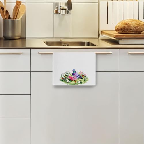 Funny Pigeon Hand Towels - Decorative Waffle Bathroom Towel - 15 Variation, 16x24 Inches