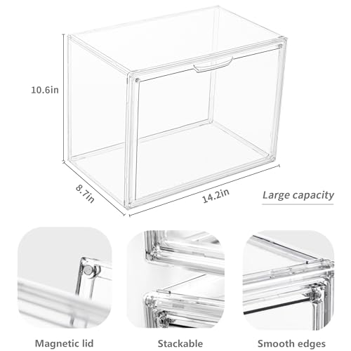 X-Large Acrylic Display Case 5-Pack Stackable Storage Bins with Lids - Clear