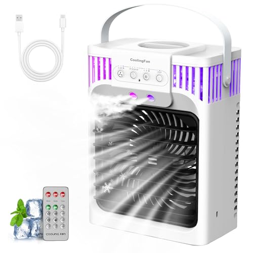 Nicezhiyu White 4-in-1 Portable Air Conditioner with Remote, 3 Speed & Mist Modes