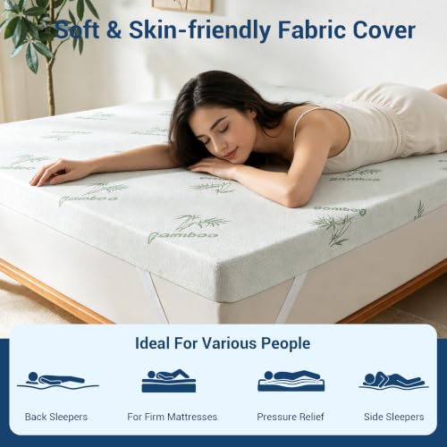 SheRest Twin Size 3-Inch Cooling Memory Foam Mattress Topper - Breathable Support