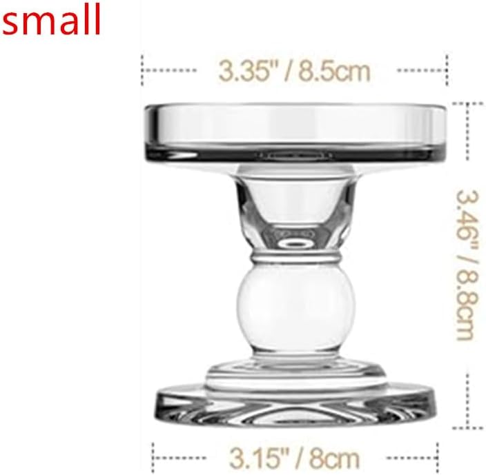 Skiennix Crystal Glass Candle Holders - Elegant Clear Pillar Taper Design for Weddings & Events | Small Size