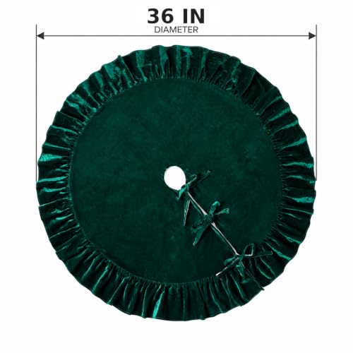 5th LILY Green Velvet Christmas Tree Skirt 36-inch Luxury Holiday Decor