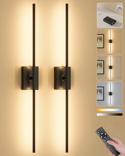 Ouyulong Black Square Battery-Operated Wall Sconce with Remote & 10000mAh Battery (Variation: 31.6in Square Base)
