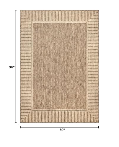 Outdoor Indoor Area Rug 5x8 Bordered Polypropylene Kid Pet Friendly Durable