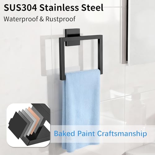 Gypie Wall-Mounted Bathroom Accessories Set - 10 Pieces, Matte Black, 24 Inch Towel Bars