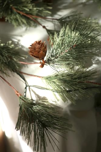 IDOGliitte 6.4ft Lush Green Smokey Pine Christmas Garland with Lights