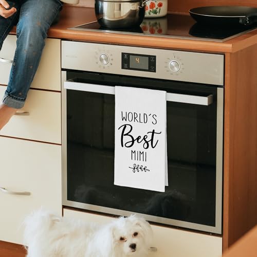 Best Mimi Gifts Kitchen Towel - Rustic Leaf Black & White 16x24in, Xmsaitar Best Mimi