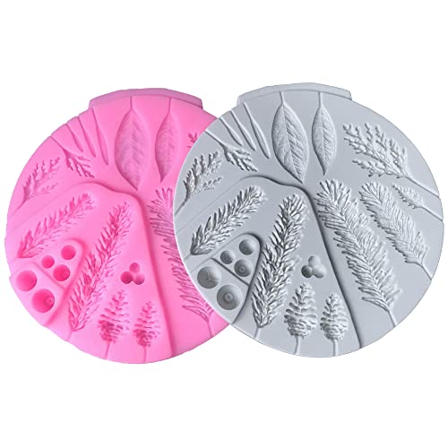 Cestony Christmas Foliage Pine Cone Silicone Mold for Fondant, Cookies & Candies