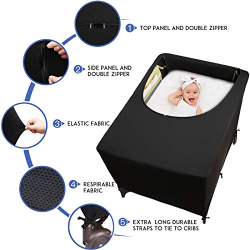 Dofilachy Blackout Cover for Pack N Play - Crib Tent Canopy