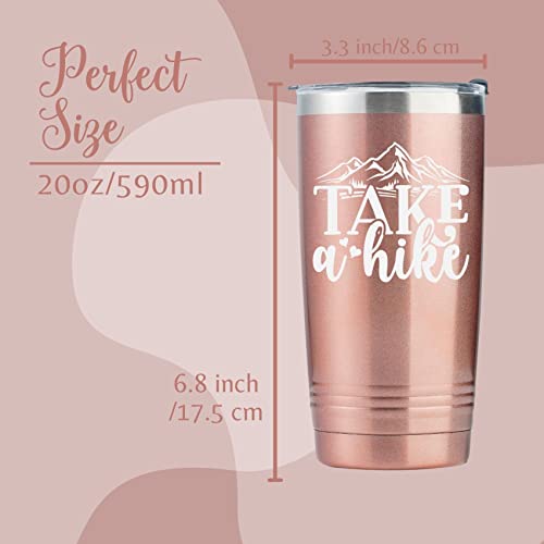 20oz Stainless Steel Travel Mug with Straw & Lid – Take a Hike Gift for Women