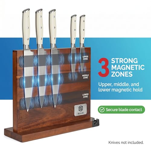Brown Magnetic Knife Block with Built-in Sharpener, Double-Sided Countertop Organizer - L Variation