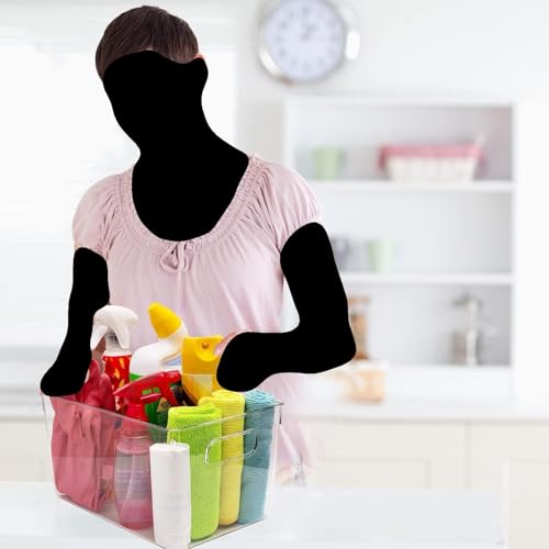 8 Pack Stackable Clear Plastic Storage Bins with Lids - Pantry & Fridge Organizer, 11 x 7.5 x 6 inches