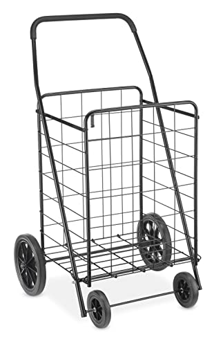 Extra Large Foldable Utility Shopping Cart with Wheels - 17.4 x 16.4 x 40.12 inches, Black, 100Lb Capacity