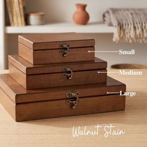 Wooden Keepsake Box - Walnut Large Memory Storage Organizer