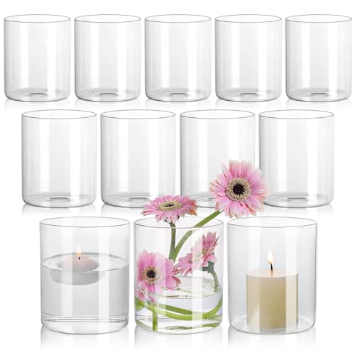 12 Pack 5-Inch Clear Glass Cylinder Vases for Centerpieces and Decor - SUPMIND