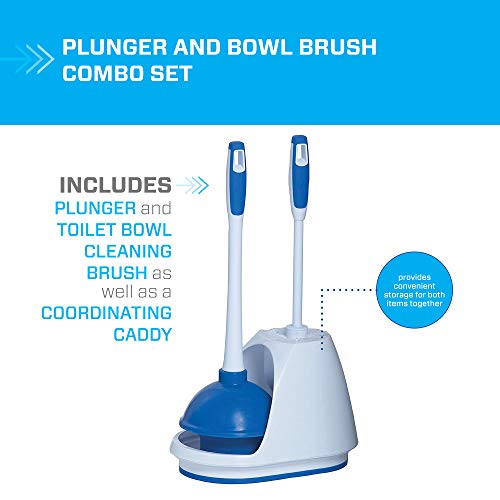 Mr. Clean Toilet Plunger and Bowl Brush Set with Caddy - White, Pack of 1