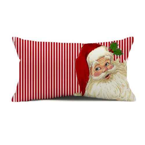 Decor Christmas Pillow Covers 12X20 Inch Elegant Red Striped Throw Pillow Covers Santa Claus Pillowcase Xmas Pillow Cushion for Christmas Decoratons