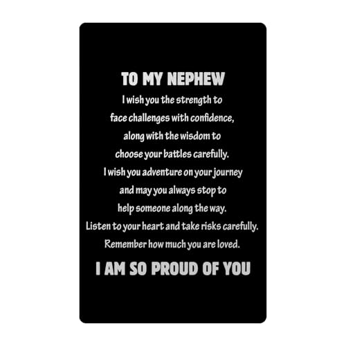 Personalized Wallet Card for Nephew - Inspirational Gift from Auntie, Graduation, Valentine's, Christmas