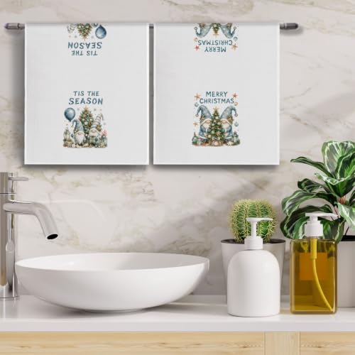 Gnome Coastal Christmas Kitchen Towels Set of 2, 16x24 Inches - ChenCraty