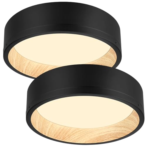 12.5-Inch Black LED Ceiling Light Flush Mount 2 Pack - Dimmable, 3CCT, Modern Design