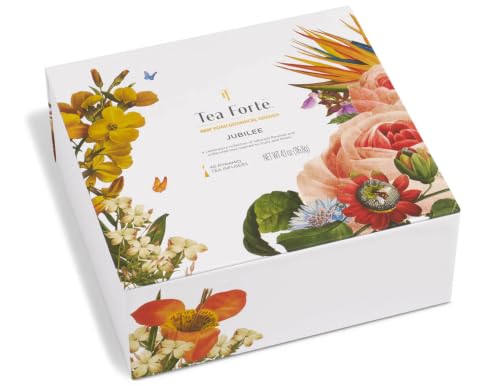 Tea Forte Jubilee Tea Sampler Set with 40 Pyramid Infuser Bags - Premium Tea Gift