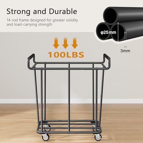 Gewudraw Extra Large Black Laundry Hamper with Wheels 360L - Heavy Duty, Collapsible & Mobile