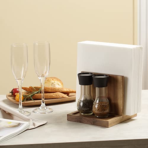 EverBBKing Natural Wooden Napkin & Salt & Pepper Holder for Kitchen & Restaurant