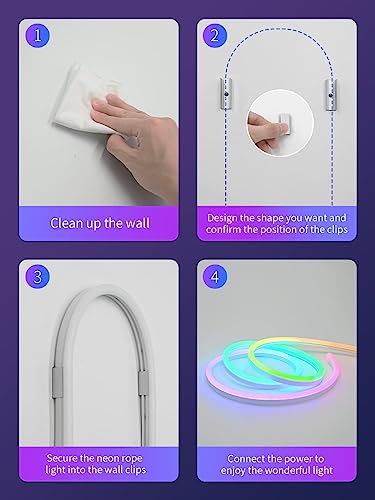 Meevt RGB IC Neon Rope Lights 16.4ft LED Strip, Smart Dimmer, Voice Control