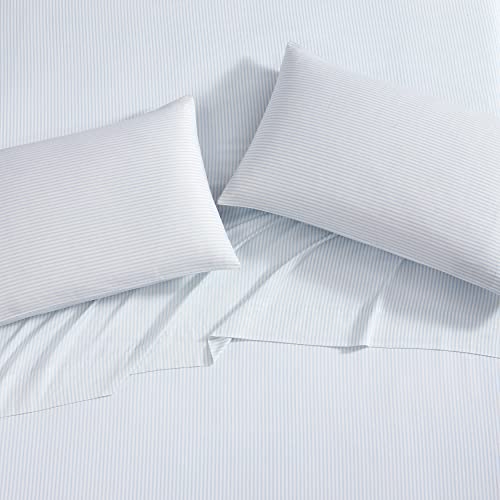 Queen Cotton Sateen Sheet Set with Fitted Deep Pocket & Pillowcases - Ramona Blue