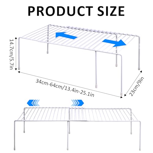 Expandable Kitchen Shelf Rack - 4-Pack Medium White Spice & Pantry Organizer - Space Saving