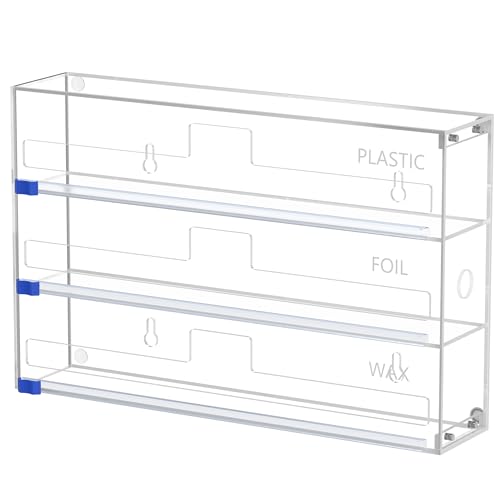 3-in-1 Acrylic Foil & Plastic Wrap Organizer with Cutter - Wall Mount or Drawer