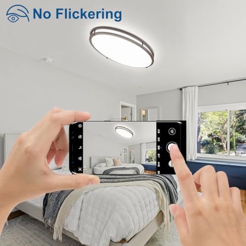 DAKASON 24-Inch Oval LED Flush Mount Ceiling Light Fixture - Oil Rubbed Brown