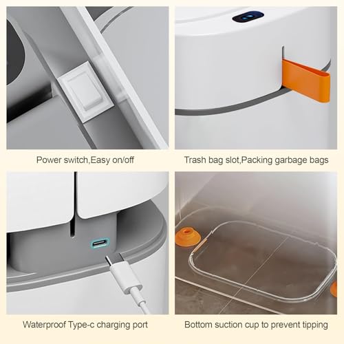 Rechargeable Motion Sensor Bathroom Trash Can with Lid - USB Model