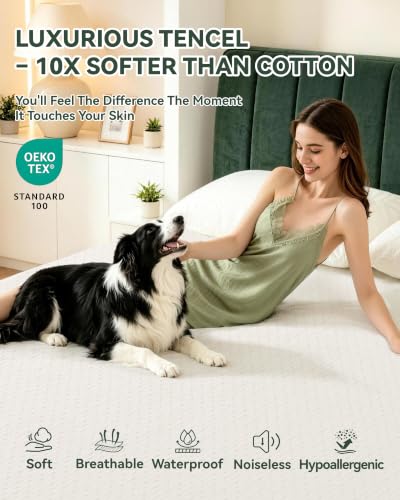 Twin Size Waterproof Tencel Mattress Protector with Cooling Breathable Cover