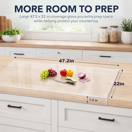 Wesiti Clear Acrylic Cutting Board with Counter Lip - Extra Large 47" x 22"