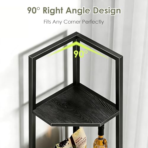 VECELO 6-Tier Corner Shelf Black 69 Inch Industrial Bookshelf for Small Spaces