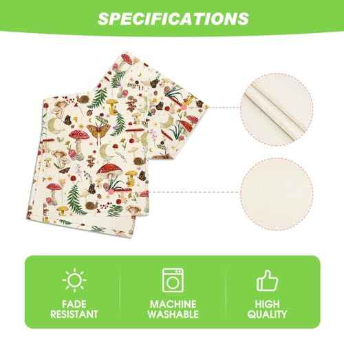 Artoid Mode Beige Modern Mushroom Table Runner, Seasonal Botanic Farmhouse Kitchen Dining Table Decoration for Home Party Decor 13x72 Inch