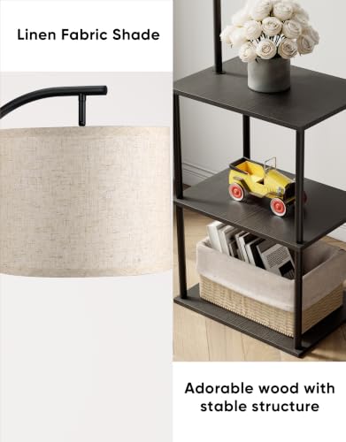 PARTPHONER Black Floor Lamp with Table 2-Pack – Nightstand & Side Table Set