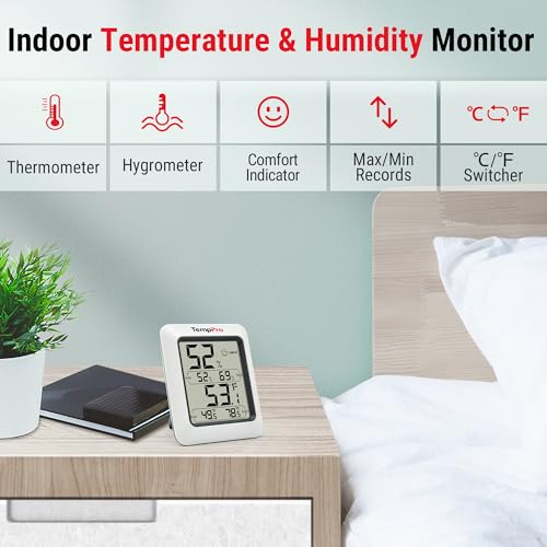 Indoor Hygrometer Thermometer Monitor - White, 3 Pack