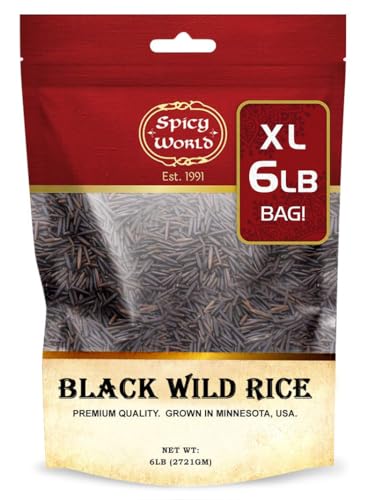Minnesota Grown Black Wild Rice 6 Pound Bag - All Natural, Premium Quality, Pack of 1 - Variation: 96 Ounce