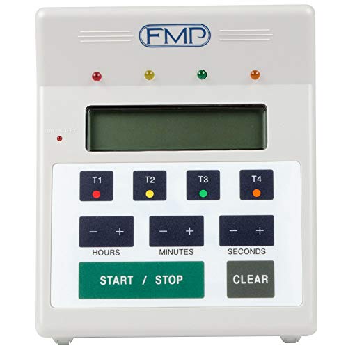Commercial Kitchen 4 Channel Countdown Timer Water Resistant - White, 7-inch