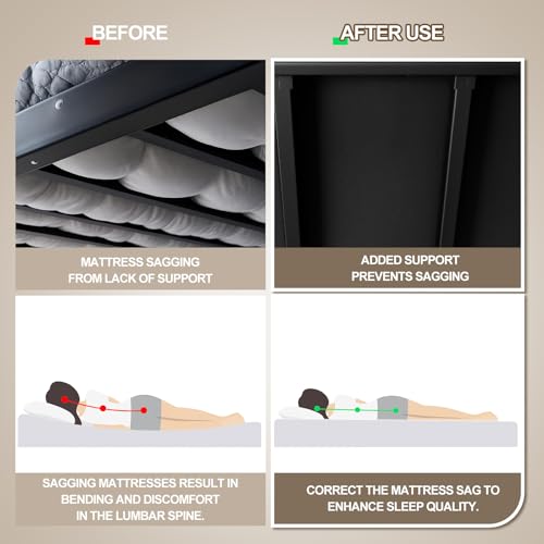 Heavy Duty Bunkie Board Queen Size 60x80 Inch Black - Support Mattress & Bed Frame