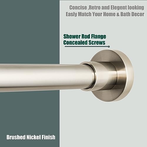 Heavy Duty Adjustable Shower Curtain Rod - Brushed Nickel, 47-84 Inch, Never Rust Stainless Steel, Wall Mount